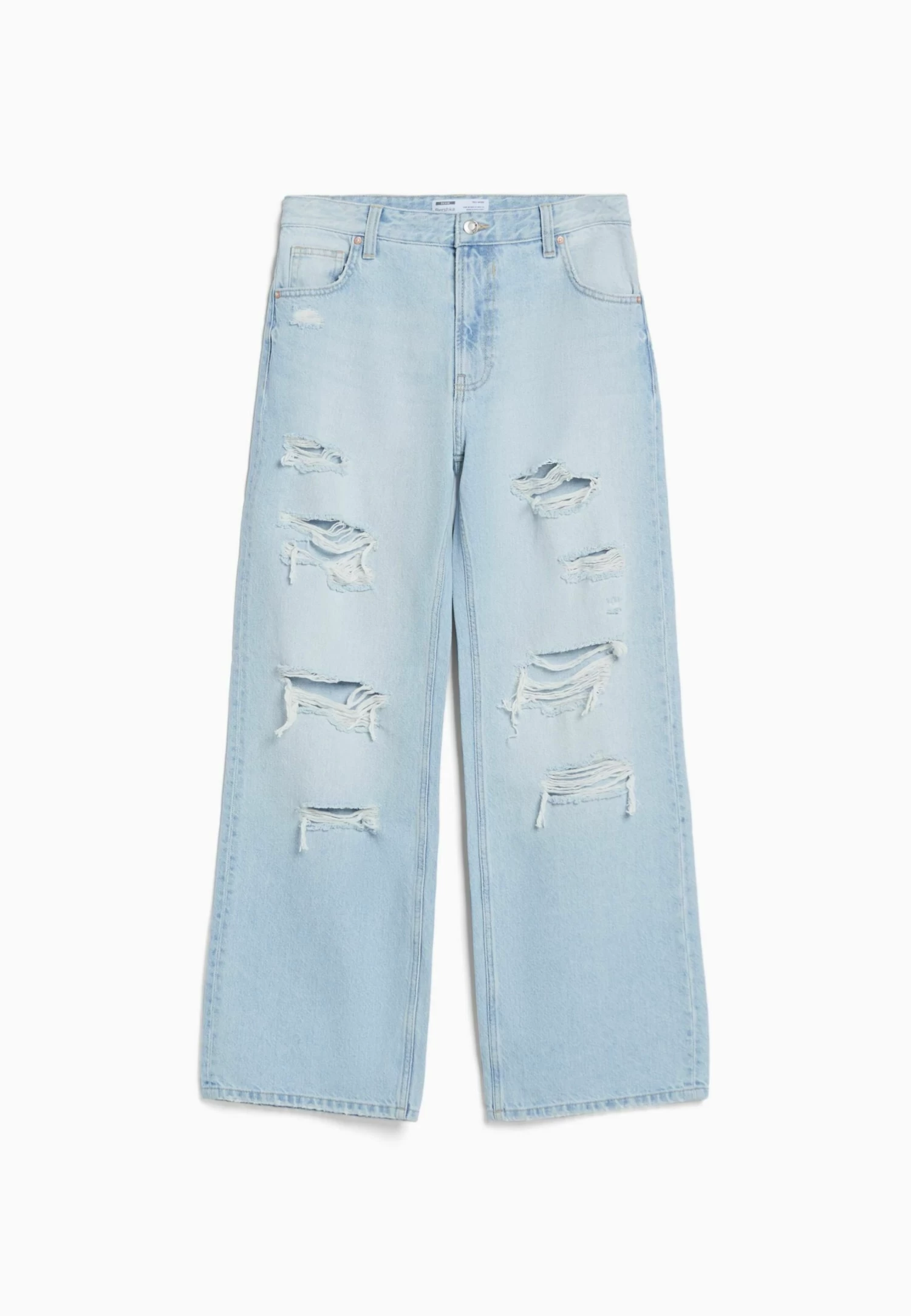 BERSHKA Wide-Leg Ripped - Flared Jeans - Light Blue 5 BERSHKA Wide-Leg Ripped - Flared Jeans - Light Blue - Afbeelding 5