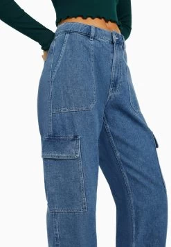 BERSHKA Straight Leg Jeans - Dark Blue -Bershka 5bf2dc87f3144bac9ce45a771d0c08ec