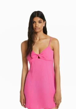 BERSHKA Strappy Blend With Knot - Mini - Jurk - Dark Purple