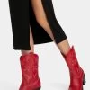 BERSHKA Heeled- Cowboy-/Bikerlaarsjes - Red