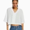 BERSHKA Rustic With Kimono Effect - Overhemdblouse - Off White