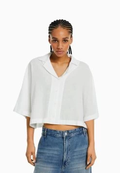 BERSHKA Rustic With Kimono Effect - Overhemdblouse - Off White