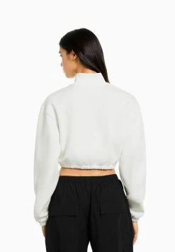 BERSHKA Zip - Sweater - Off White -Bershka 5e53918cc5e64d0b892519782199ccf2