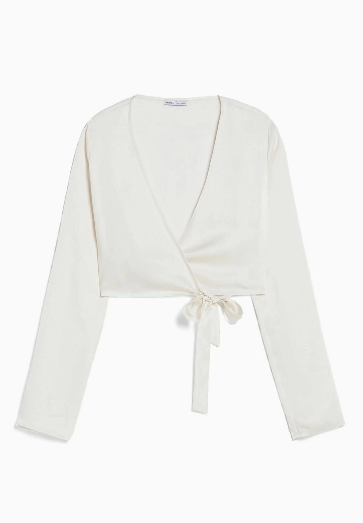 BERSHKA Long Sleeve Finish Crossover - Blouse - Beige 5 BERSHKA Long Sleeve Finish Crossover - Blouse - Beige - Afbeelding 5