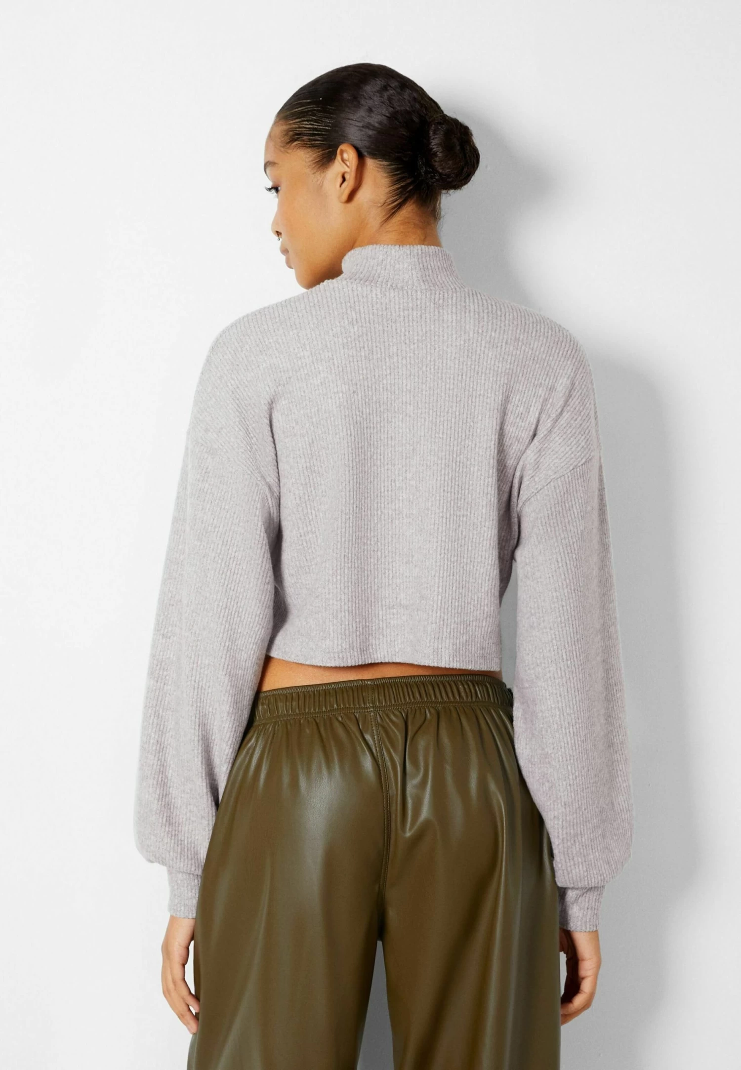 BERSHKA Long Sleeve High Neck 07788831 - Trui - Mottled Grey 3 BERSHKA Long Sleeve High Neck 07788831 - Trui - Mottled Grey - Afbeelding 3