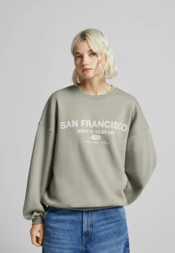 BERSHKA Printed - Sweater - Grey