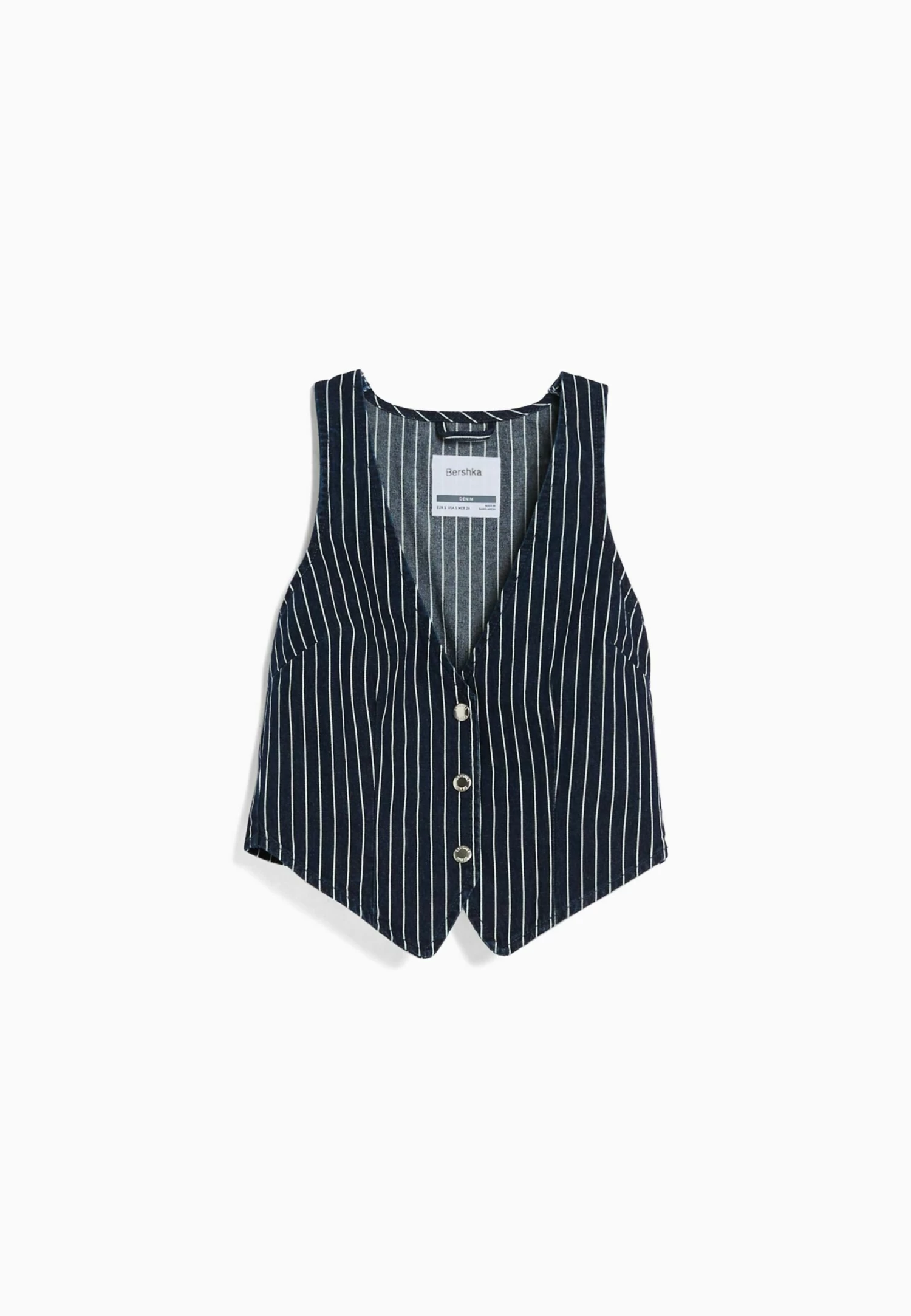 BERSHKA Printripe - Bodywarmer - Dark Blue 5 BERSHKA Printripe - Bodywarmer - Dark Blue - Afbeelding 5