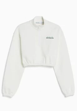 BERSHKA Zip - Sweater - Off White -Bershka 618f4df2e08942238994199866e962cb