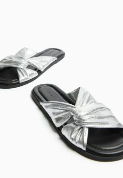 BERSHKA Knot Detail - Muiltjes - Silver Coloured -Bershka 62155bc889354defb5ee5d90ea564dd6