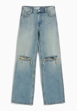 BERSHKA Wide 90S Ripped - Relaxed Fit Jeans - Light Blue 10 BERSHKA Wide 90S Ripped - Relaxed Fit Jeans - Light Blue -Bershka 6282d6e59b874458a9add539f424f91e