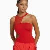 BERSHKA Sleeveless With Cut-Out And Detail- Top - Red