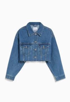 BERSHKA Spijkerjas - Dark Blue -Bershka 63204f7f66fc4d1384f2fe3b27f01cf8