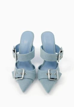 BERSHKA Buckled - Muiltjes Met Hak - Blue Denim -Bershka 63fca1d7943946e1965cf7d1fefb9547