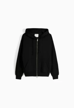 BERSHKA Sweater Met Rits - Black -Bershka 66fc012b12b048968a5d2ca431802a06