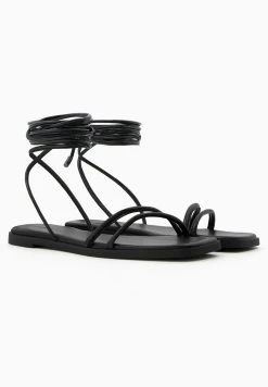 BERSHKA Lace Up Slider - Sandalen - Black -Bershka 68386e7b34f644479bbc89c144f45125