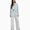 BERSHKA Regular­Fit Tailored - Feminine-Cut Double-Breasted - Halflange Jas - Light Blue