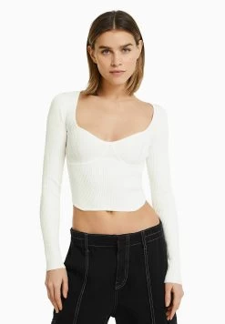 BERSHKA Corset - Longsleeve - Beige