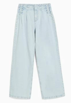BERSHKA Wide Leg90S Tie- Straight Leg Jeans - Light Blue -Bershka 6adc33c874214603865f960e989dd7a5