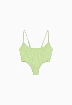 BERSHKA Strappy With Blonde - Top - Green -Bershka 6b79d05777c844908ce74ddfe490cc89