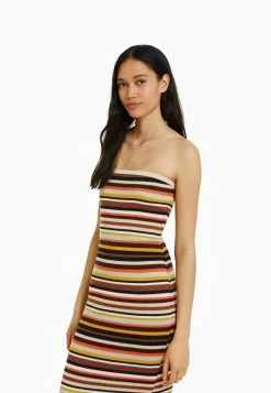 BERSHKA Striped Bandeau Midi - Gebreide Jurk - Brown 9 BERSHKA Striped Bandeau Midi - Gebreide Jurk - Brown -Bershka 6efa00debe834a1a80b973223802da58