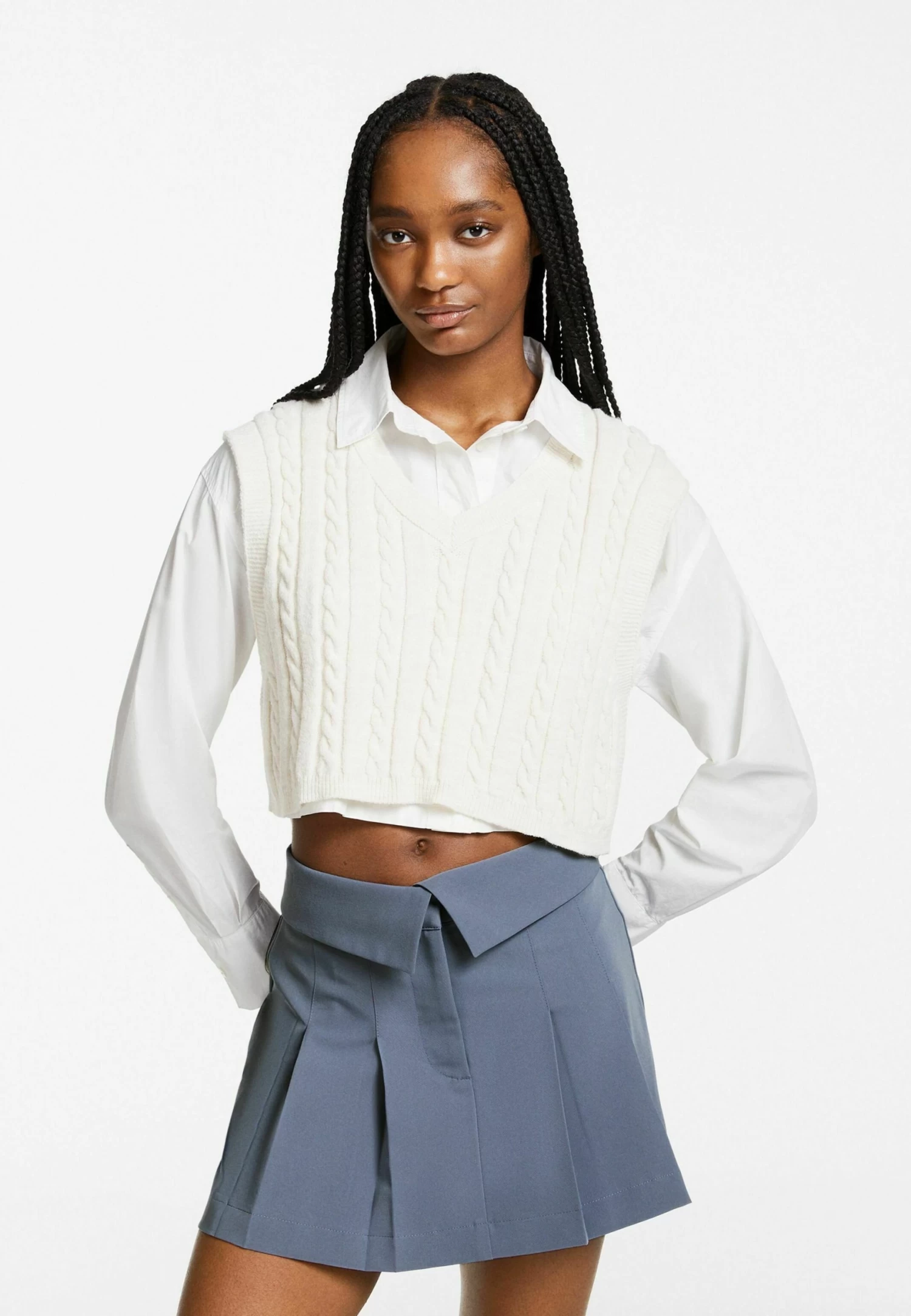 BERSHKA Box - A-Lijn Rok - Blue Grey 1 BERSHKA Box - A-Lijn Rok - Blue Grey