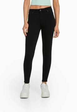 BERSHKA Push-Up - Jeans Skinny Fit - Black