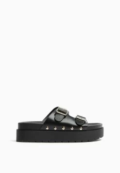 BERSHKA Buckled- Muiltjes - Black -Bershka 72159a0d6879461aa330b867ae7c1a7f