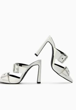 BERSHKA Muiltjes Met Hak - White -Bershka 72e0cfa4646d4cb08406515a244b5a96