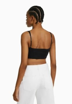 BERSHKA Corset - Top - Black -Bershka 7552daf78c2e41eb9e9d72bcc10efb9f