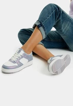 BERSHKA Contrast Fabric - Sneakers Laag - Light Pink