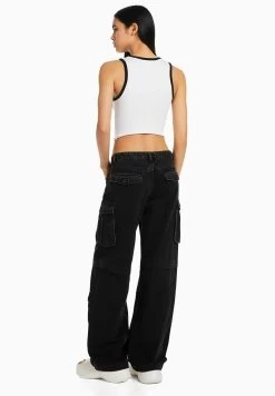 BERSHKA Multi-Pocket- Flared Jeans - Black -Bershka 765af7624b9c4b9aa7a705e4cd867d42