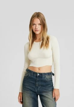 BERSHKA Cropped - Trui - Sand