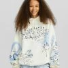 BERSHKA Printed- Hoodie - White