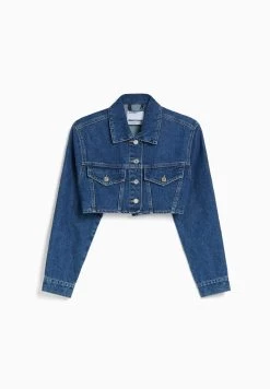BERSHKA Cropped- Spijkerjas - Dark Blue -Bershka 79e8c0c2520d47829926bfdf68c570e5