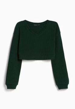 BERSHKA V-Neck - Trui - Evergreen -Bershka 7a320c8af9294f4db11517fd7da268fb