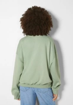 BERSHKA Oversize Round Neck - Sweater - Khaki -Bershka 7a4672b4930d4e479501a1939daeb944