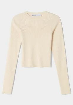 BERSHKA Round Neck 01785653 - Trui - Offwhite -Bershka 7b1e87d6d290438fafda3f47eaa1f500