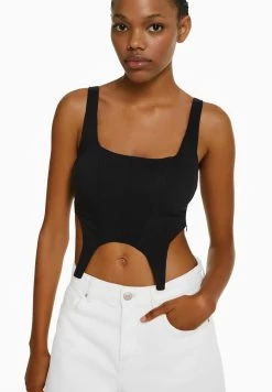 BERSHKA Corset - Top - Black