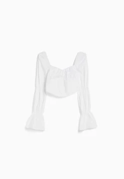 BERSHKA Cropped Long Sleeve- Blouse - Off White 11 BERSHKA Cropped Long Sleeve- Blouse - Off White -Bershka 7db5ed6e65cd45188bced1e04d566411