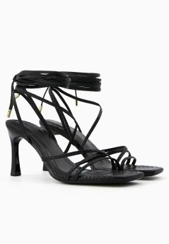 BERSHKA Lace Up Embossed Animal Print 11780160 - Sandalen Met Hoge Hak - Black -Bershka 7e2dacb588854c1e9b4dc71c56403553
