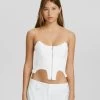 BERSHKA Tailored With Zip Bandeau - Top - White