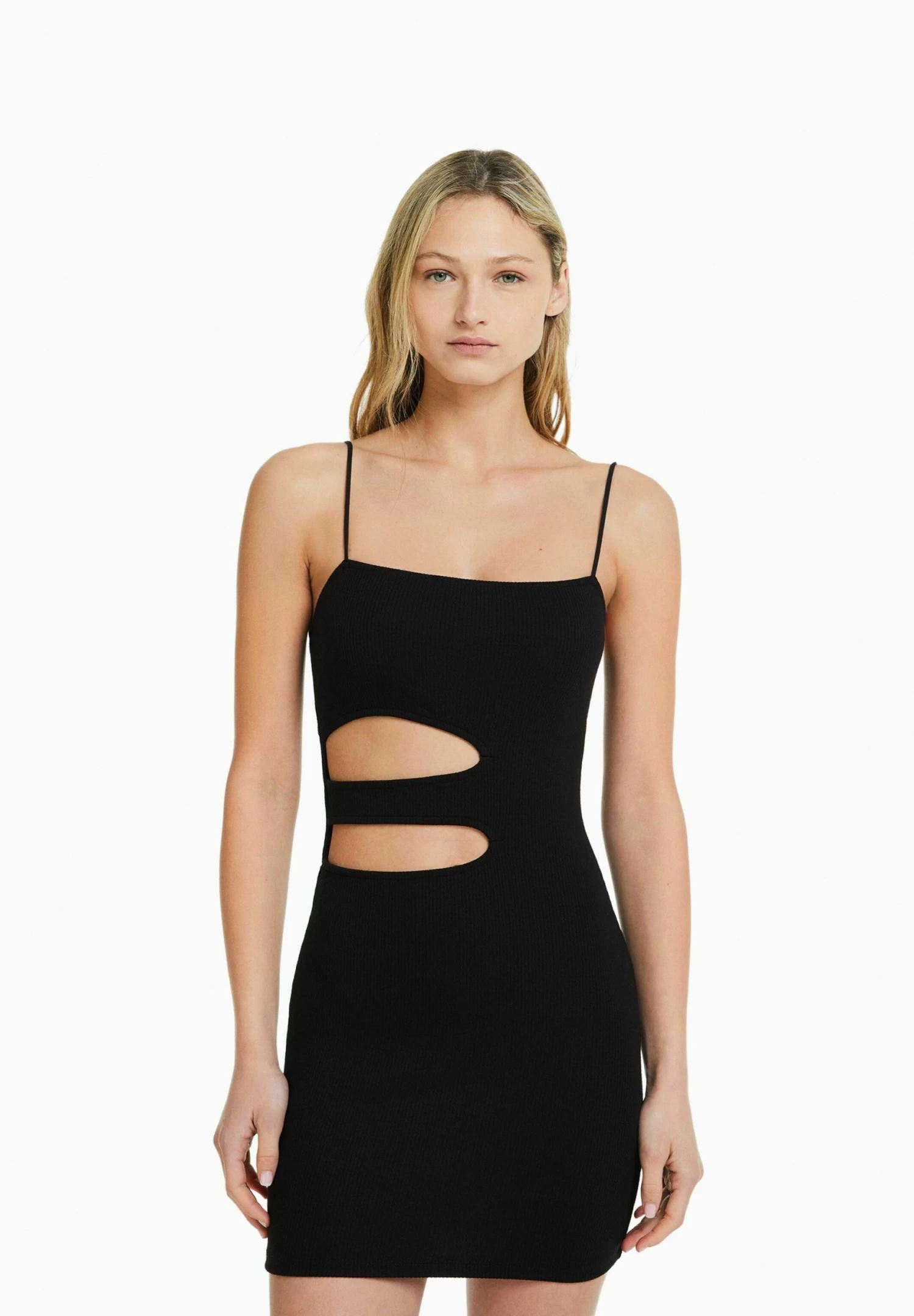 BERSHKA Strappy With Cut-Out Detail- Etui-Jurk - Black 1 BERSHKA Strappy With Cut-Out Detail- Etui-Jurk - Black