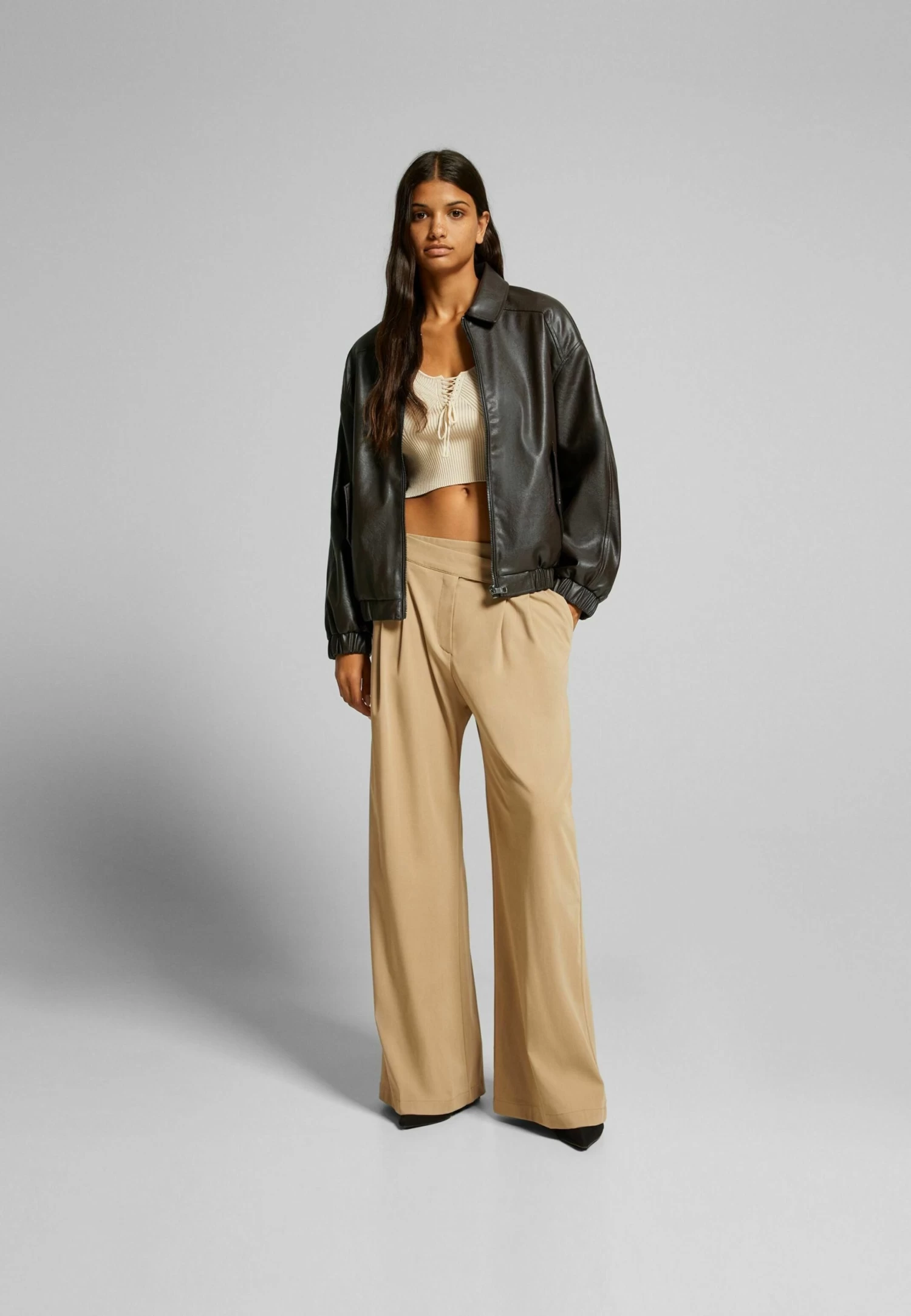 BERSHKA Dad Fit- Imitatieleren Jas - Dark Brown 2 BERSHKA Dad Fit- Imitatieleren Jas - Dark Brown - Afbeelding 2