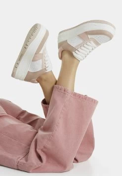 BERSHKA Contrast Platform - Sneakers Laag - Pink