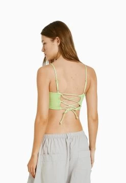 BERSHKA Strappy With Blonde - Top - Green -Bershka 8457d2003470411bb84c8afb618ed325