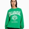 BERSHKA Long Sleeve- Sweater - Evergreen
