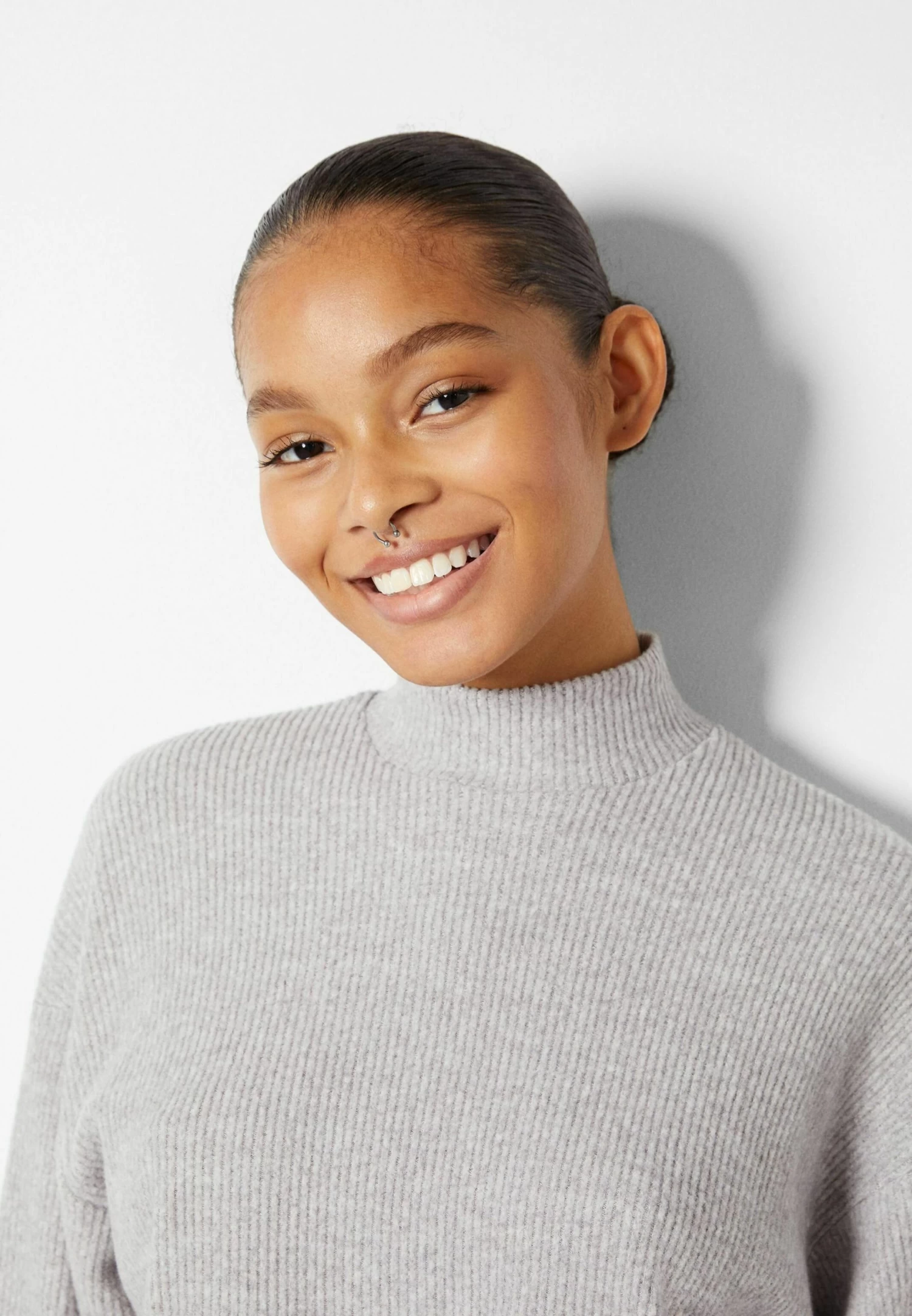 BERSHKA Long Sleeve High Neck 07788831 - Trui - Mottled Grey 4 BERSHKA Long Sleeve High Neck 07788831 - Trui - Mottled Grey - Afbeelding 4