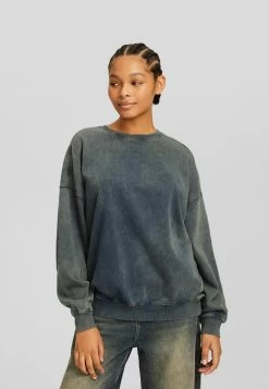 BERSHKA Oversized - Sweater - Blue
