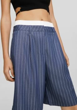 BERSHKA Tailored Striped Bermuda - Shorts - Dark Blue -Bershka 878a3e8c08cb45328c67a300426fd516