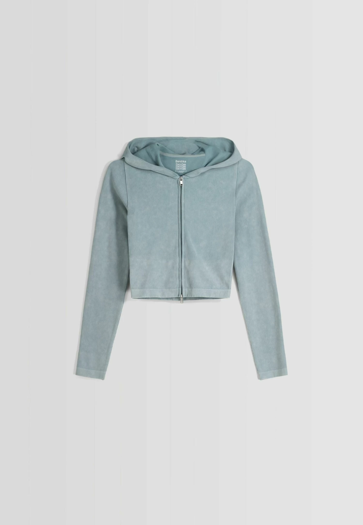 BERSHKA Cropped Seamless - Sweater Met Rits - Blue 6 BERSHKA Cropped Seamless - Sweater Met Rits - Blue - Afbeelding 6